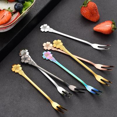 10 pcs Acier Inoxydable Fruit Résistant à la Corrosion Dessert Apéritif Dégustation Fourchettes Réutilisables Gâteau Salade Fourchettes Pour Maison Café
