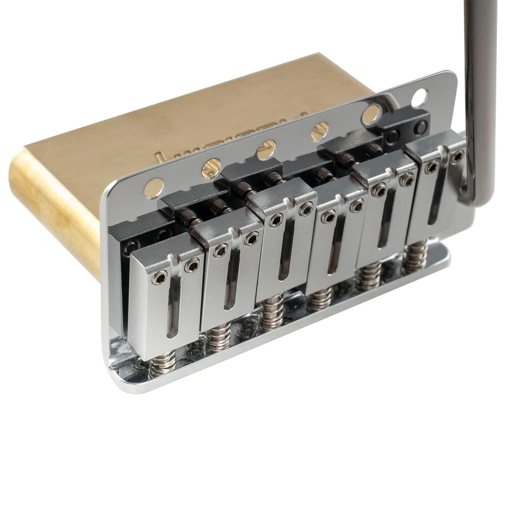 Musiclily Ultra BV019 Vintage Tremolo Unit Bridge with Modern Brass Chrome Finish 11.2mm 6-point Saddles,