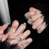 100%HANDMADE Almond nail art Artificial Nail Mixed Color Smudged Dopamine Gilt 3D Almond Shape Phototherapy Nails Reusable and Removable Nails