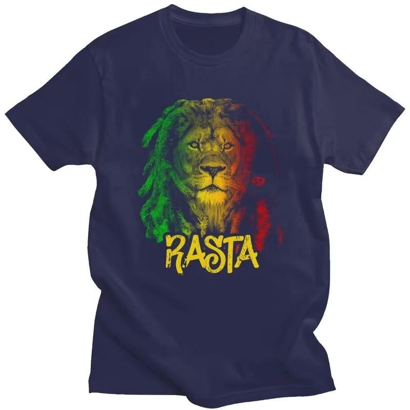 Rasta Lion Graphic Tee for Unisex Pure Cotton Breathable Short Sleeve T-Shirt Jamaican Pride Casual Top