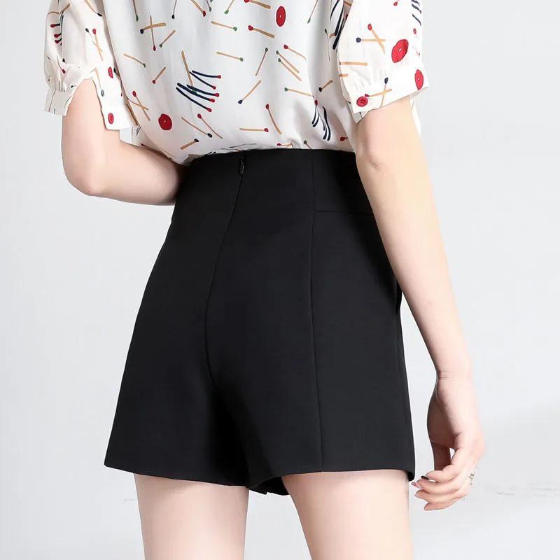 Women's High Waist Wide-Leg Summer Shorts - White A-Line, Black Slim Style, All-Match and Loose Fit