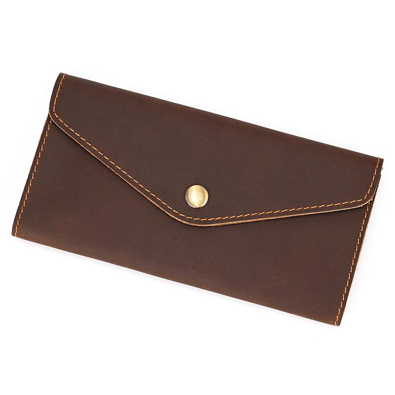 Vintage Genuine Leather Clip Purse For Men Women Leather Phone Pouch Wallet Simple Style Retro Female Male Slim Purse Wallets