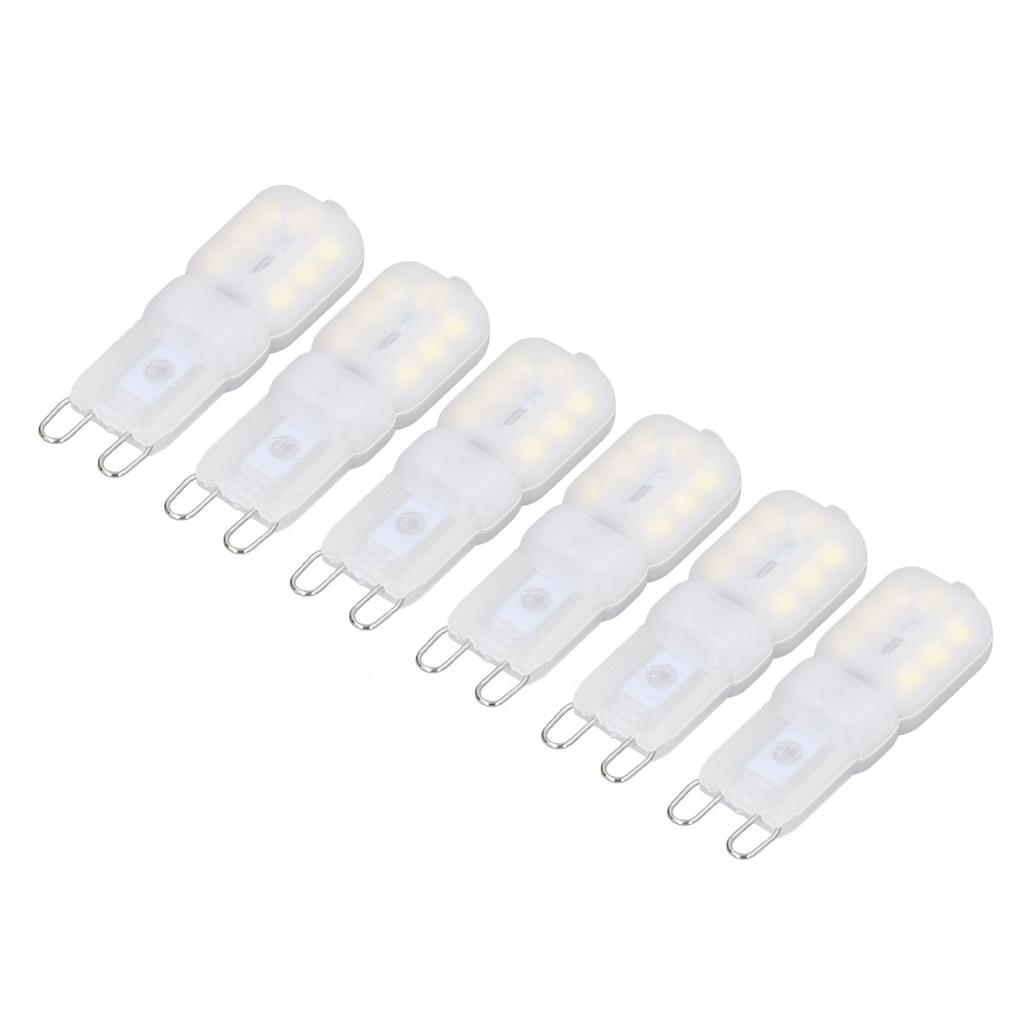 6Pcs G9 LED Light Bulbs Dimmable 3W Energy Saving 360 Degree Light Light Bulb for Ceiling Lamps and Pendant Lamps White