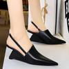 Shoes New Designer Wedge Heels Shoes Hollow Back Strap Sandals Women Summer Shoes 2025 Fashion Pointed Tip Women Pumps