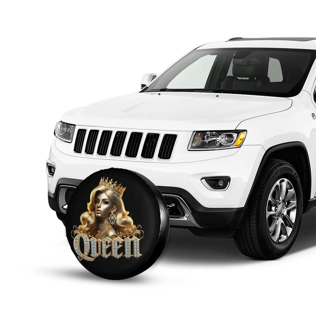 1pc Queen'S Crown Car Spare Tire Protection Cover | Suitable For 14 Inch, 15 Inch, 16 Inch, And 17 Inch Tires, Polyester Materia