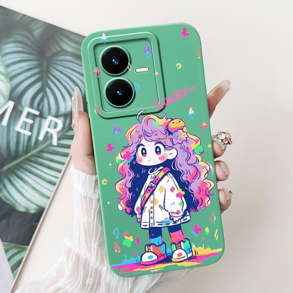 For Vivo Y22 Y22s Y22t Phone Case Vivo V2206 V2207 Y22 Y22s Y22t Elegant Floral Cat Painted Soft Silicone Shockproof Cases