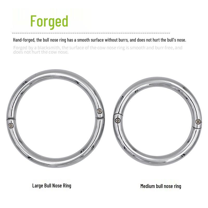 Stainless Steel & Carbon Steel Bull Nose Breeding Traction Ring and Pliers for Cattle Restraint.