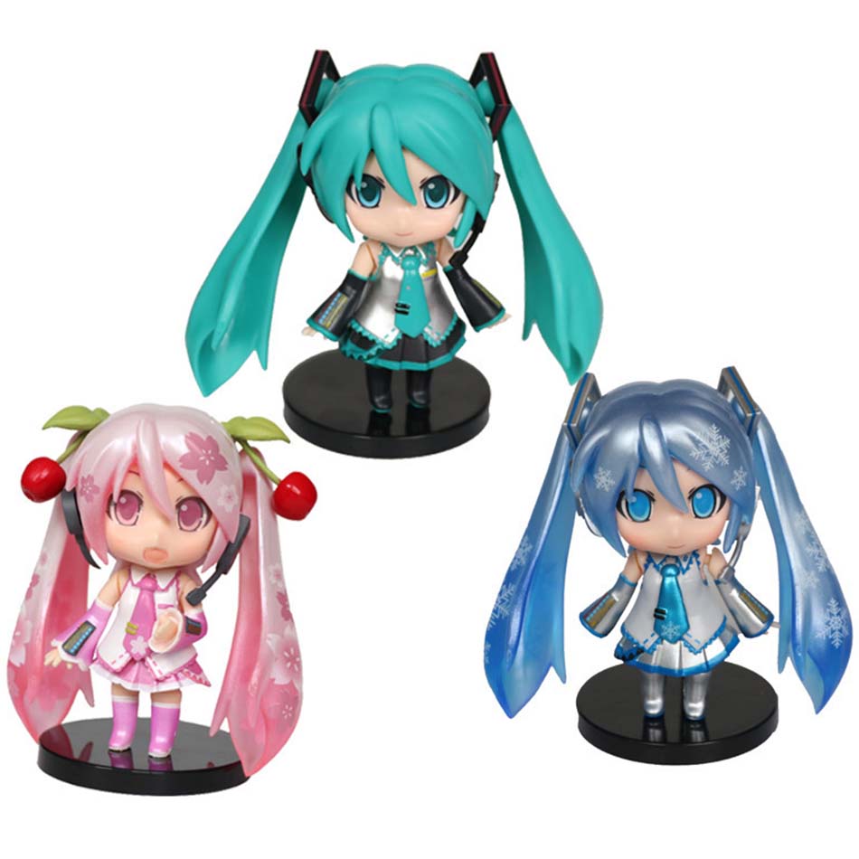New Anime Hatsune Miku Figure Mini Character Ornaments Kawai Pink Green Hatsune Home desk Decoration Adult Toy kid Birthday Gift