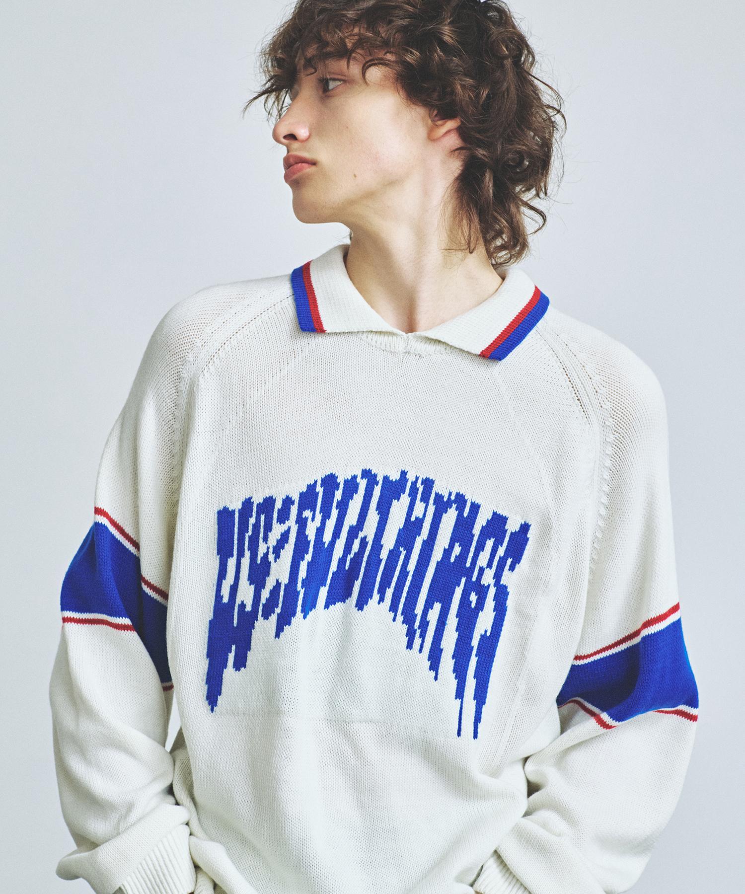 Nitied Varsity Jacquard Collar Knit Off White Xl