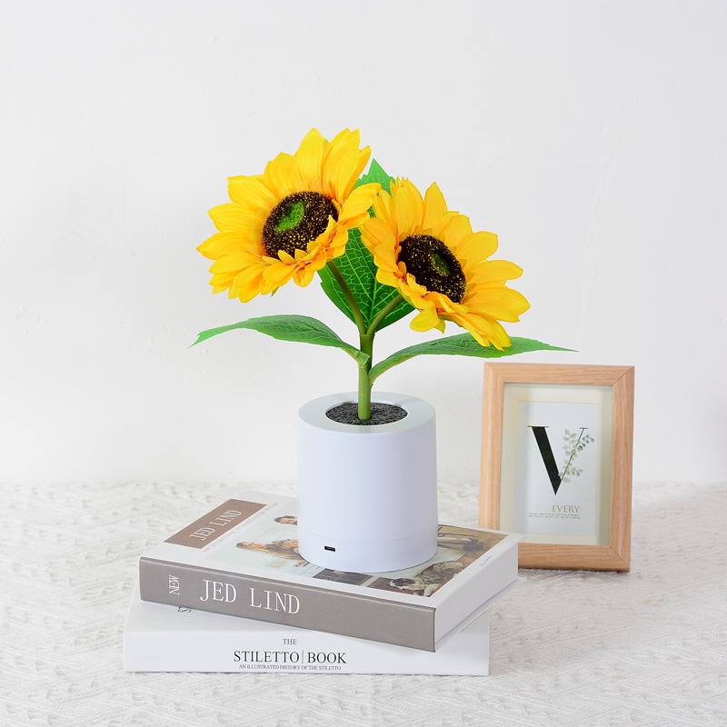 Sunflower Night Light: Rechargeable LED Bedroom Decoration Atmosphere Lamp, Ideal Birthday Gift for Girls.