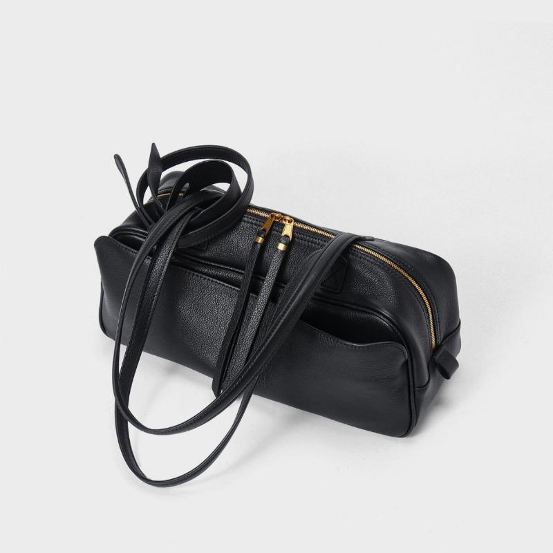 A Simple Cowhide Boston Bowling Bag for Women