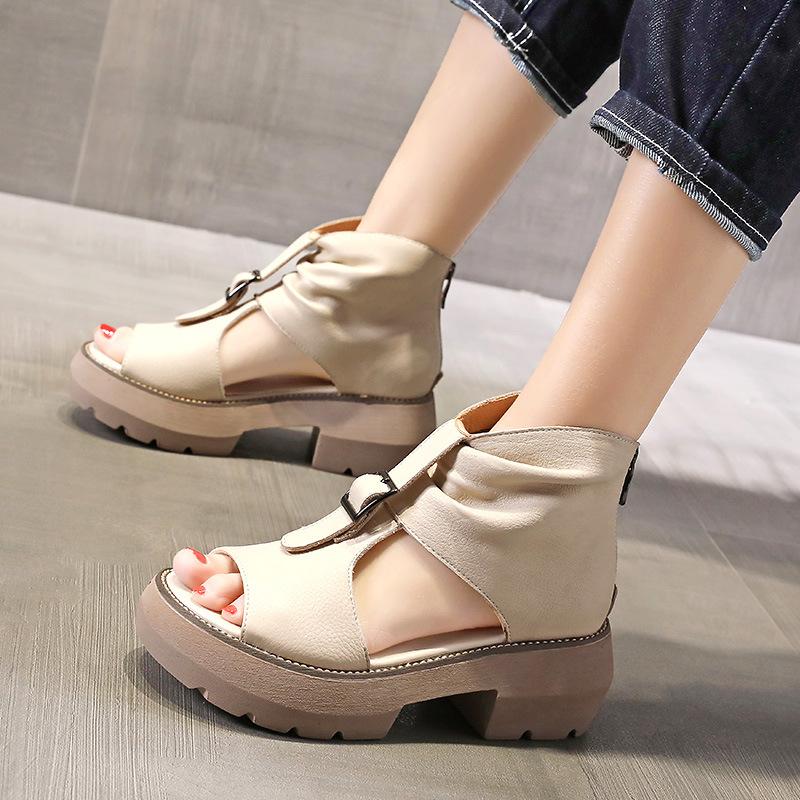 New Women Sandal Fashion Summer Versatile Thick Soled Women Shoe Classic Elegant Temperament Simple Roman Shoe Retro Daily Pumps