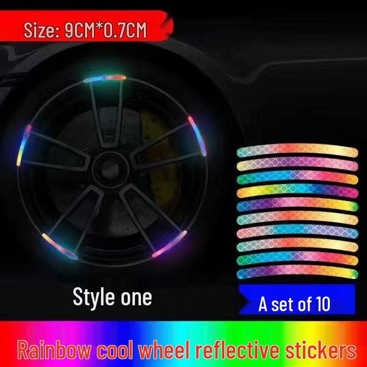 

Seven-Color Reflective Tire Warning Sticker for Car, Bicycle, and Scooter Trial [5 strips]