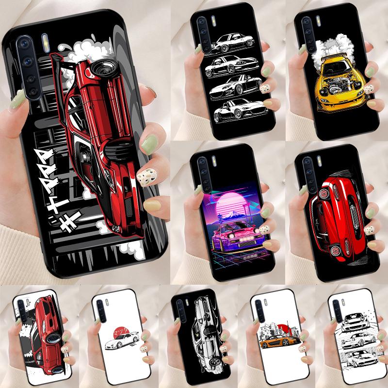 JDM Car RX7 MX5 Case For Oppo A40 A60 A80 A18 A38 A58 A78 A98 A16 A76 A96 A15 A17 A77 A74 A94 A54 A57S Cover