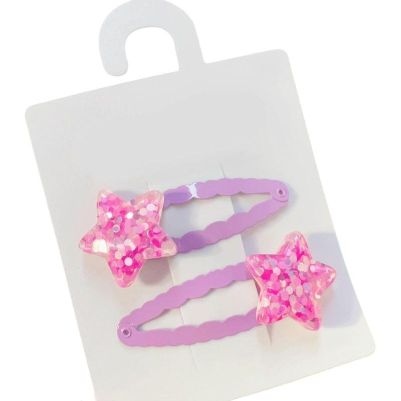 Adorkable Star Glitter Hair Clip for Girls Kid Star Barrettes Glitter Handmade Pink Hairpins Lovely Hairpins