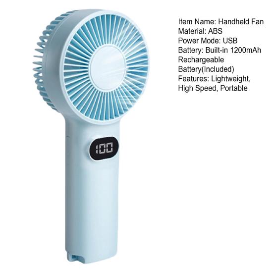 Small Handheld Fan 100 Speed Adjustable LCD Display USB Rechargeable Summer Cooling Fan Portable Travel Mini Personal Fan