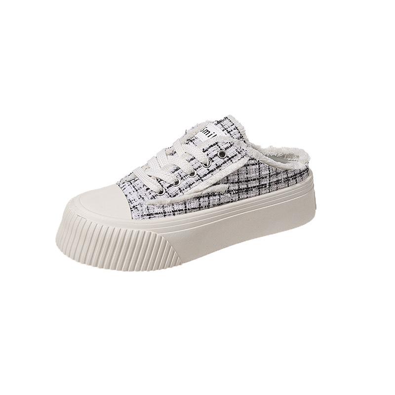 

Женская парусиновая обувь на платформе, женские увеличивающие рост тапочки на толстой подошве для девушек, уличные кроссовки для женщин 40 чёрный