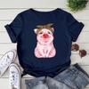 Cute Pig Print T-shirts For Women Summer Lovely Short Sleeve Round Neck T-shirts Ladies Creative Personalized Tops