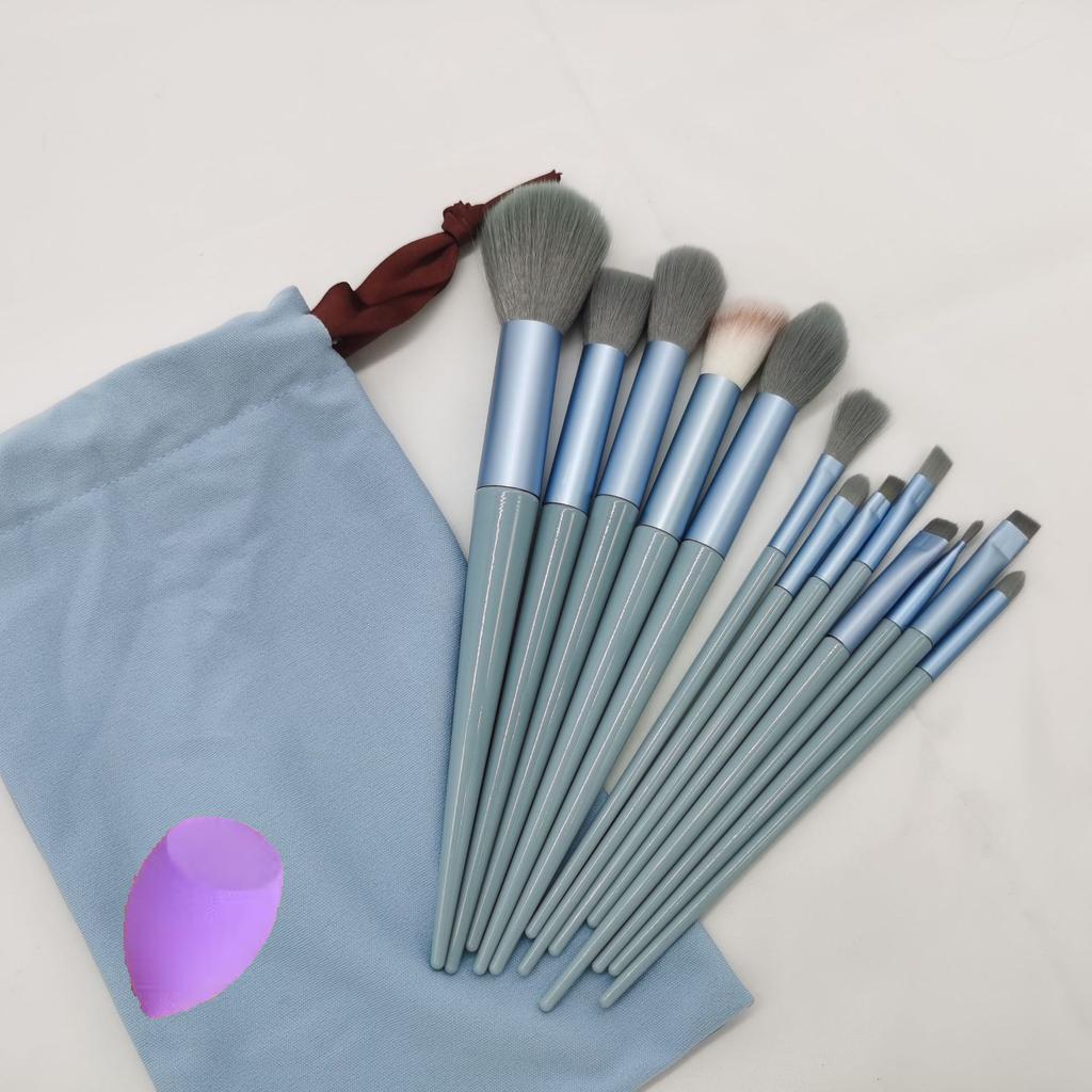 13 Four Seasons Green Makeup Brush Set Bristles Soft Blush Eyeshadow Concealer Foundation Loose Powder Highlight Brush