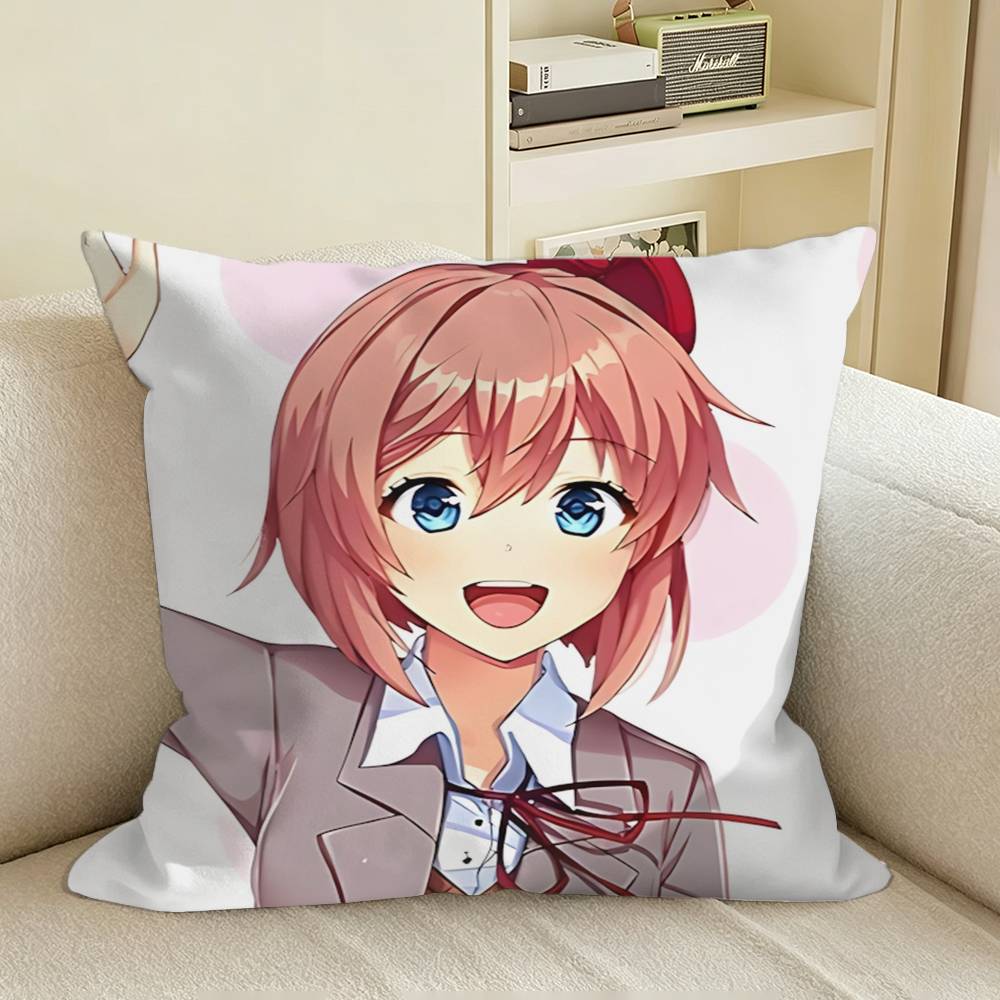 DDLC Game Sayori Square Sofa Pillow Cover Solid Color Living Room Home Decor Cushion Case