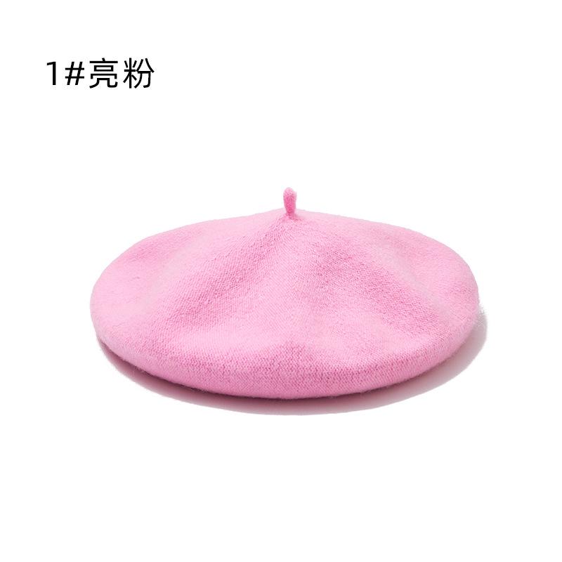 Hat Female Winter Imitation Wool Beret British Autumn and Winter Versatile Knitted Painter Hat Pumpkin Hat