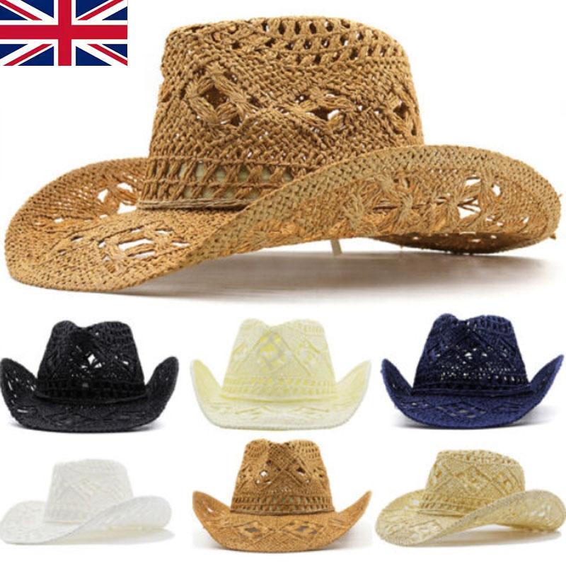 Φαρδύ γείσο Western Cowboy Καπέλο Αντιηλιακό Καπέλο Jazz Fashion Ψάθινο καπέλο για εξωτερικούς χώρους