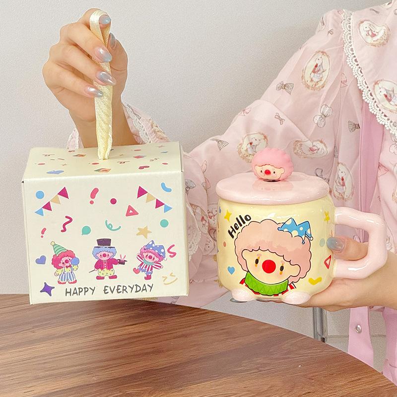 Meisjes Verjaardagscadeau Clown Mok Keramische Kop Hooguitziende Koppels Cadeauset voor Beste Vriend