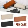 Leather Large Capacity Pen Case Zipper Opening Minimalist Beige Black Brown White Pen Bags Student Stationery Office Supplies