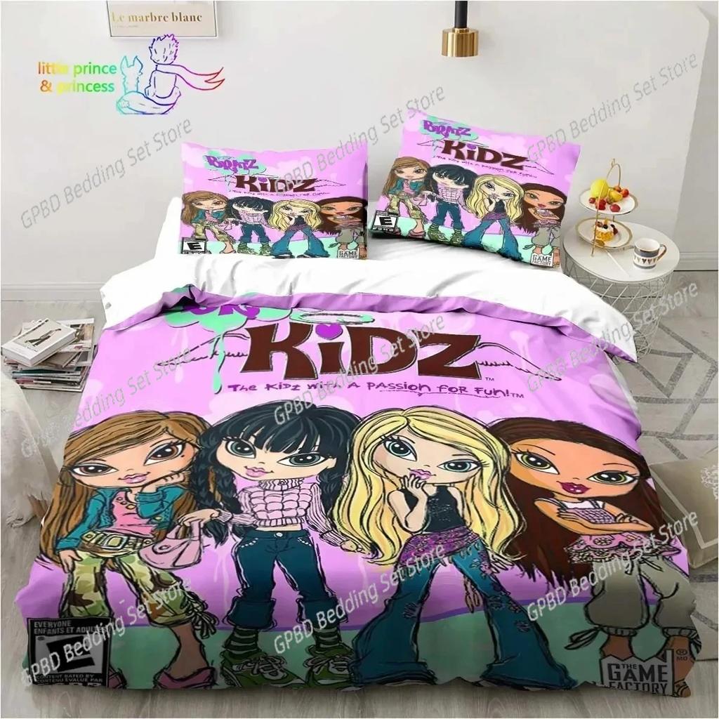 Cartoon Bratz Puppe Bettwäsche-Set Für Schlafzimmer Weiche Moderne Bettüberwürfe Bequeme Kinder Bettbezug Steppdeckenbezug Und Kissenbezug