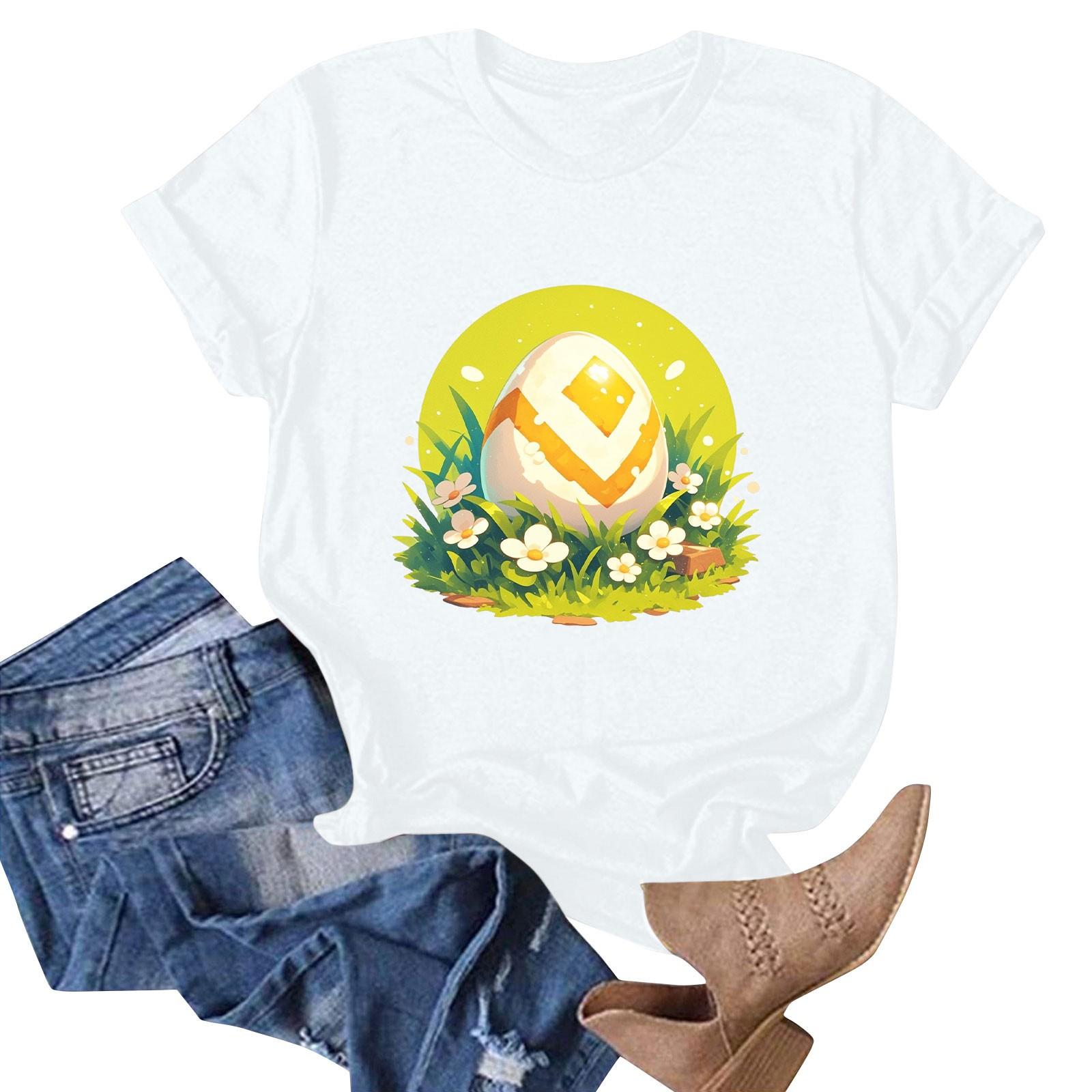 

Женская футболка с коротким рукавом и принтом пасхального кролика XL белый