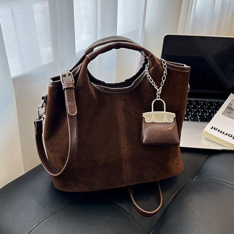 Suede Bag Women's Large-capacity New Autumn and Winter Versatile Retro Messenger Bag Commuter Tote Bag