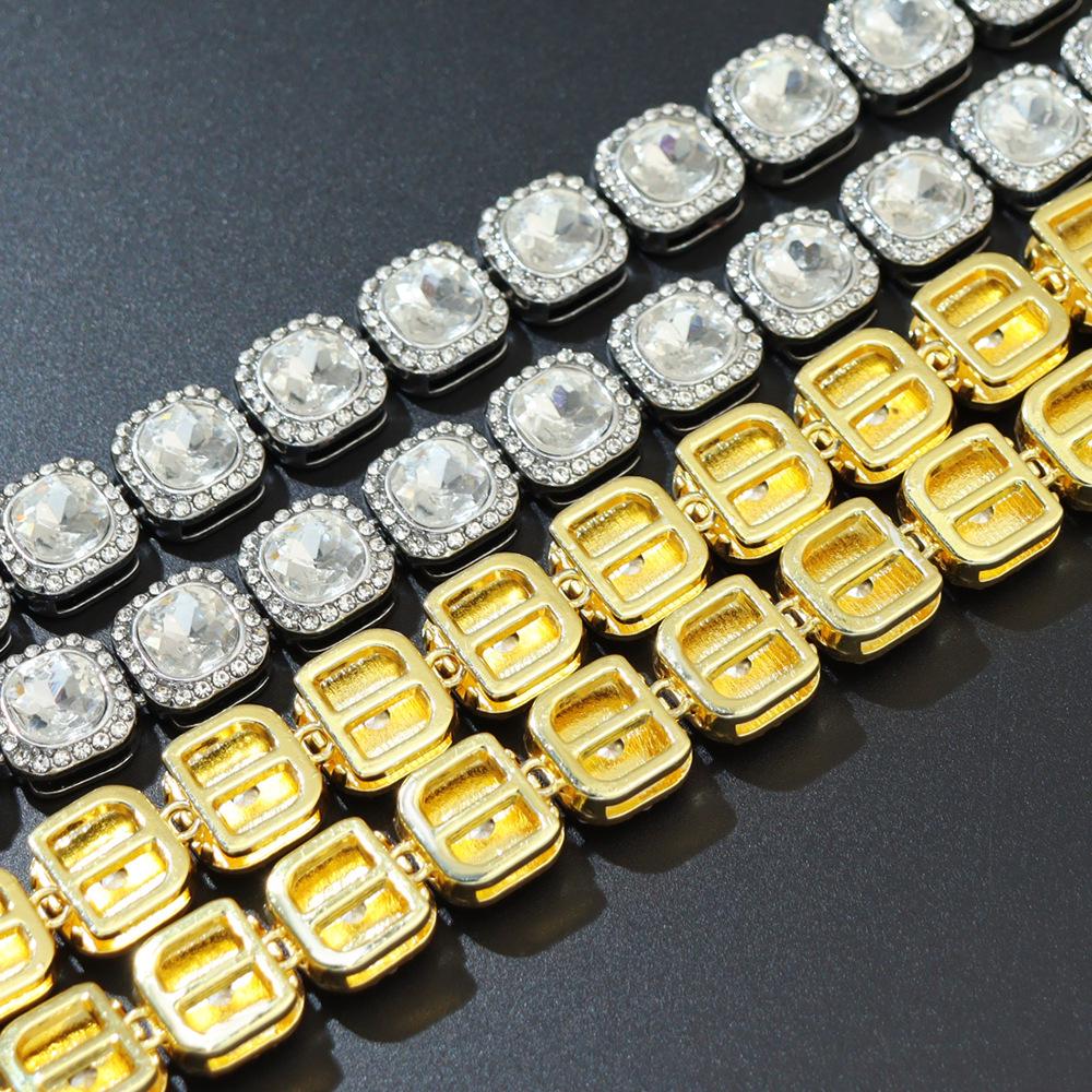 13mm Rock Candy Full Diamond Clavicle Necklace - Men's Geometric Punk Hip-hop Accessory