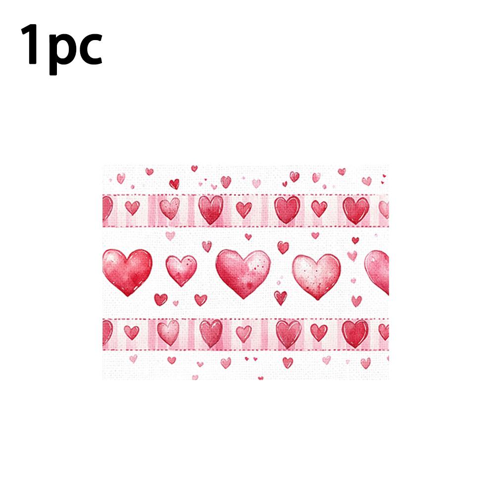 1set/1pc/4pcs/6pcs Valentine'S Day Heart-Shaped Printed Placemats | Polyester, Heat-Insulating, Suitable for Home Decoration, Festival Dining