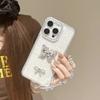 Diamond Case For iPhone 17 Pro Max 11 12 14 13 15 16 Plus Crystal Butterfly Short Chain Protect Glitter Bracelet Strap Cover