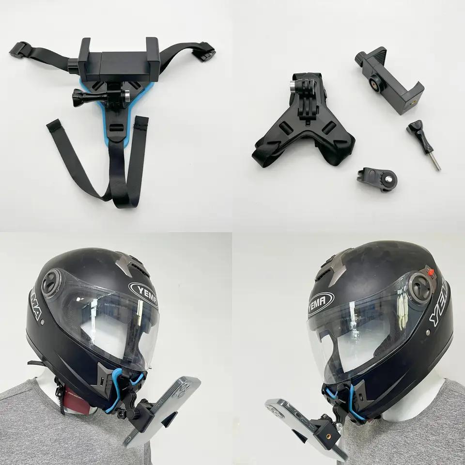 5 in 1 Kits Motorcycle Helmet Chin Mount Holder Rotatable Mobile Phone Strap with Silicone for Hero Sports Action Camera