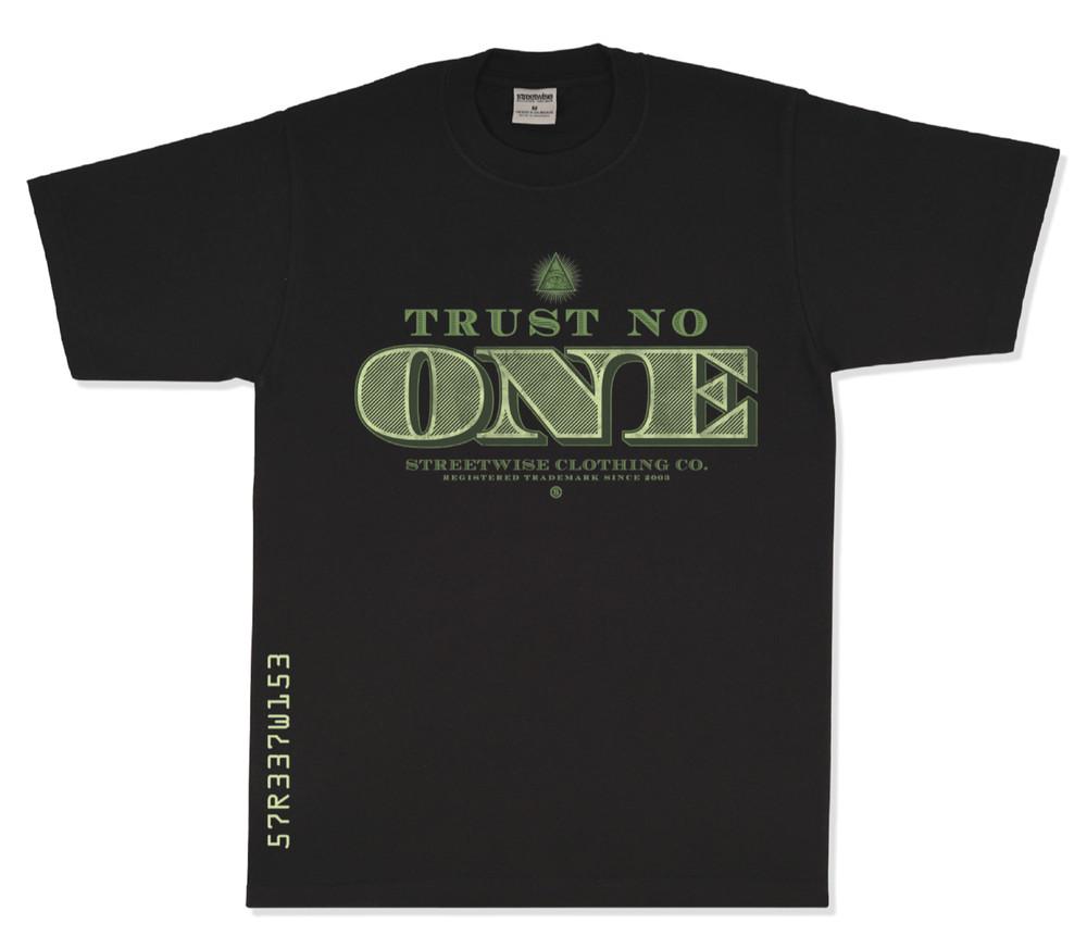 streetwise TRUST NO ONE Graphic T-Shirt Black & Blue M-5XL Unisex T-Shirt L
