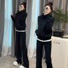 Plus Size Women's Sportswear Set: Hooded Jacket & Wide Leg Pants for Spring/Autumn – Sizes 2-300 Jin