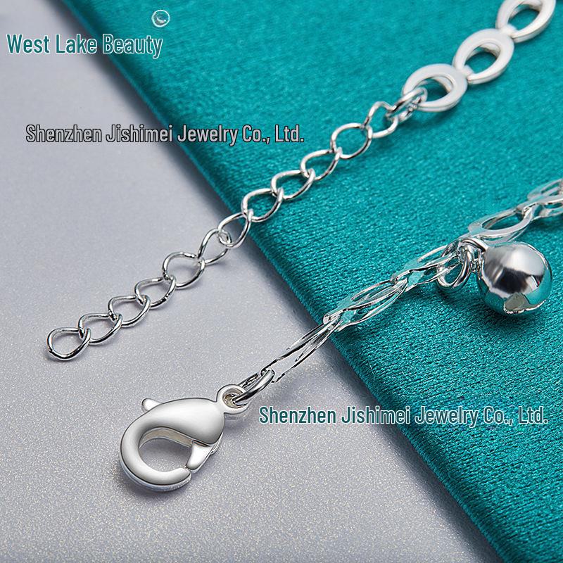 West Lake Silver Oval Chain Bracelet with Bell Pendants