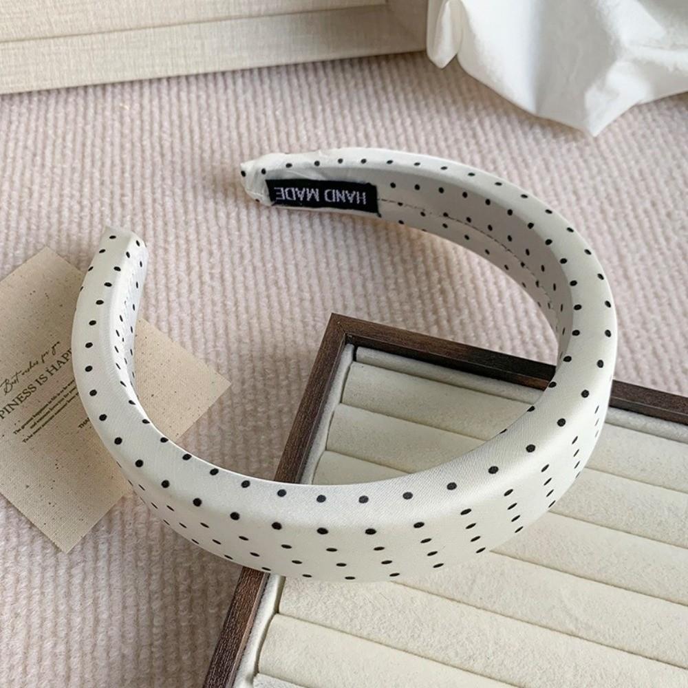 Black White Color Polka Dot Headband Non-Slip Temperament Hair Band Fashion Wide Headband  Casual