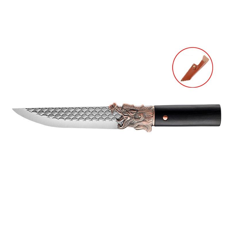 

Кованый нож для обвалки из нержавеющей стали, универсальный нож для кухни, топор для резки мяса, овощей, охоты, рыбалки with cover