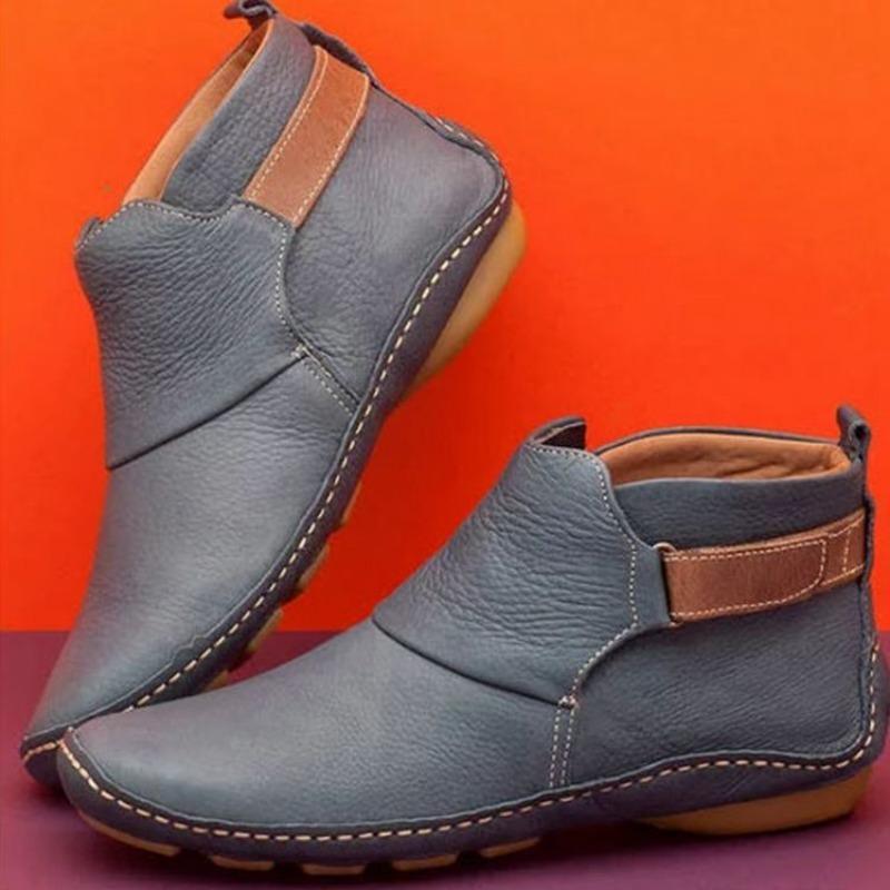 20 autumn and winter women's shoes fashion Velcro flat short boots women's large size Martin boots