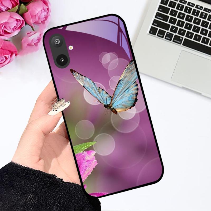 Luksusowe etui ze szkła hartowanego do Samsunga A06 A16, twarde etui ze szkła PC do Samsunga Galaxy M06 F06 M16 F16, odporne na wstrząsy