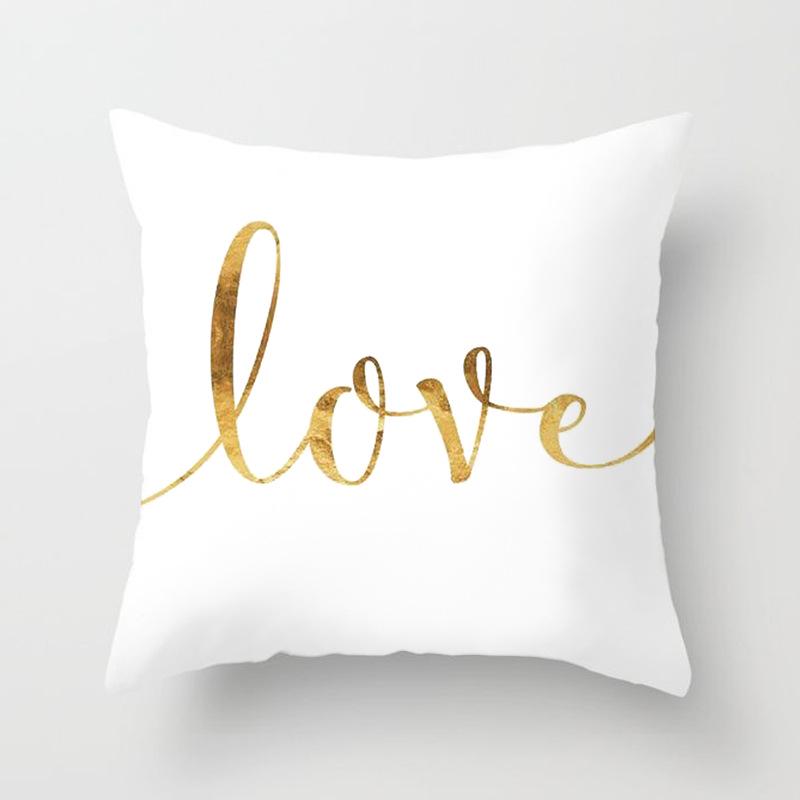 Sofa Pillow Cover, Cushion Cover, Nordic Home Textile Fabrics, Simple Golden Digital Printing