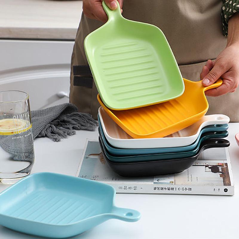 Nordic Geschirr Platte Kreative Net Promi Haushalt Einzigen Griff Backformen Keramik Ofen mit Niedlichen Platten