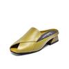 2025 Summer New 4cm Thick Heel Half Slippers Women Wear Fashion Flip Flop Leather Slippers Mueller Party Slippers
