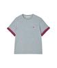AWESOME STUDIO Color Block Roll-Up Sleeve T-Shirt Melange Grey