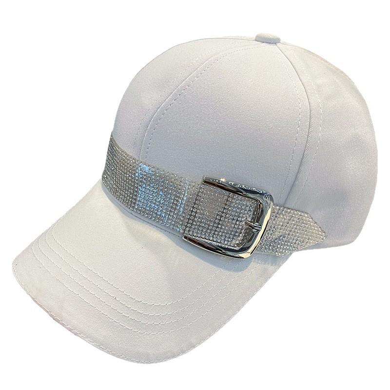 Casual Baseball Cap With Rhinestone Embellishments And Sun Protection For Spring Summer Wear