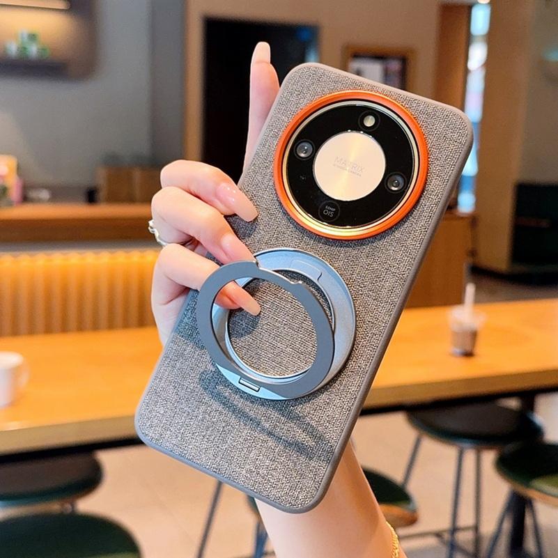 Fabric Back, Metal Magnetic Rotating Bracket, Lens Protect Case For Honor Magic 8 Lite 8 Pro Air 7 RSR Porsche 6 500 X9D Cover