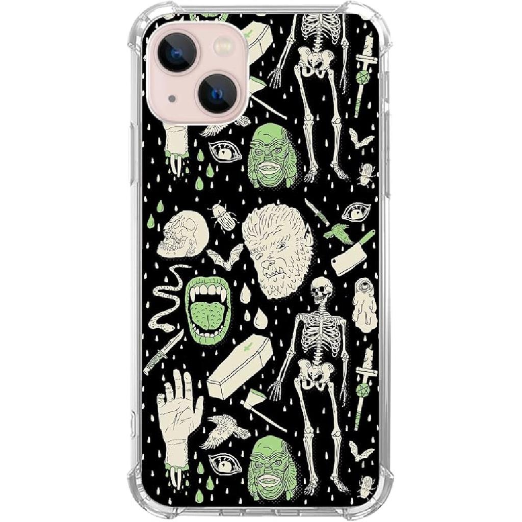 Pink White Black Christmas Trees Case Compatible with iPhone 15, Winter Christmas Cartoon Case for iPhone 15, Cool TPU Bumper Phone Case Cover