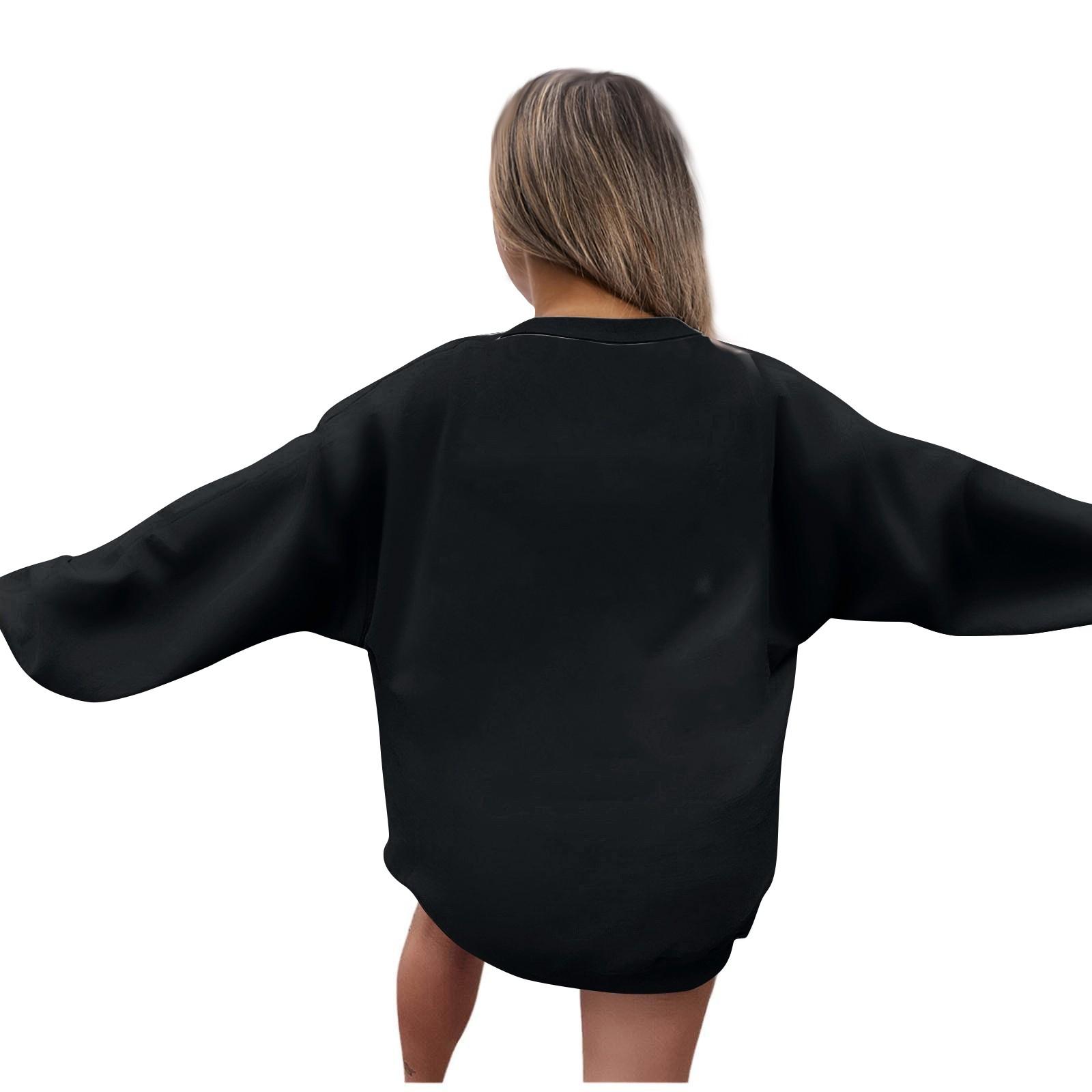 Женская модная повседневная однотонная толстовка с длинным рукавом XXL — фото 5